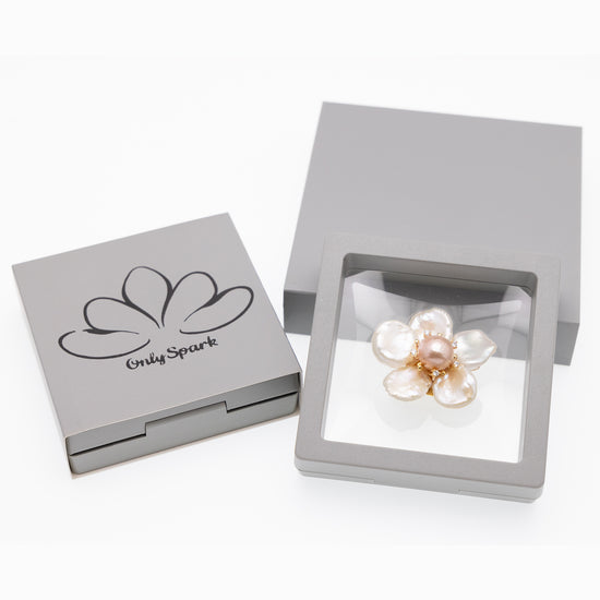 Image Title Onlyspark Baroque Pearl Brooch Pins for Women, 11mm Baroque Pearl Pink Freshwater Cultured with 5 Baroque Pearl Flower with 18K Gold Plated Copper Pin